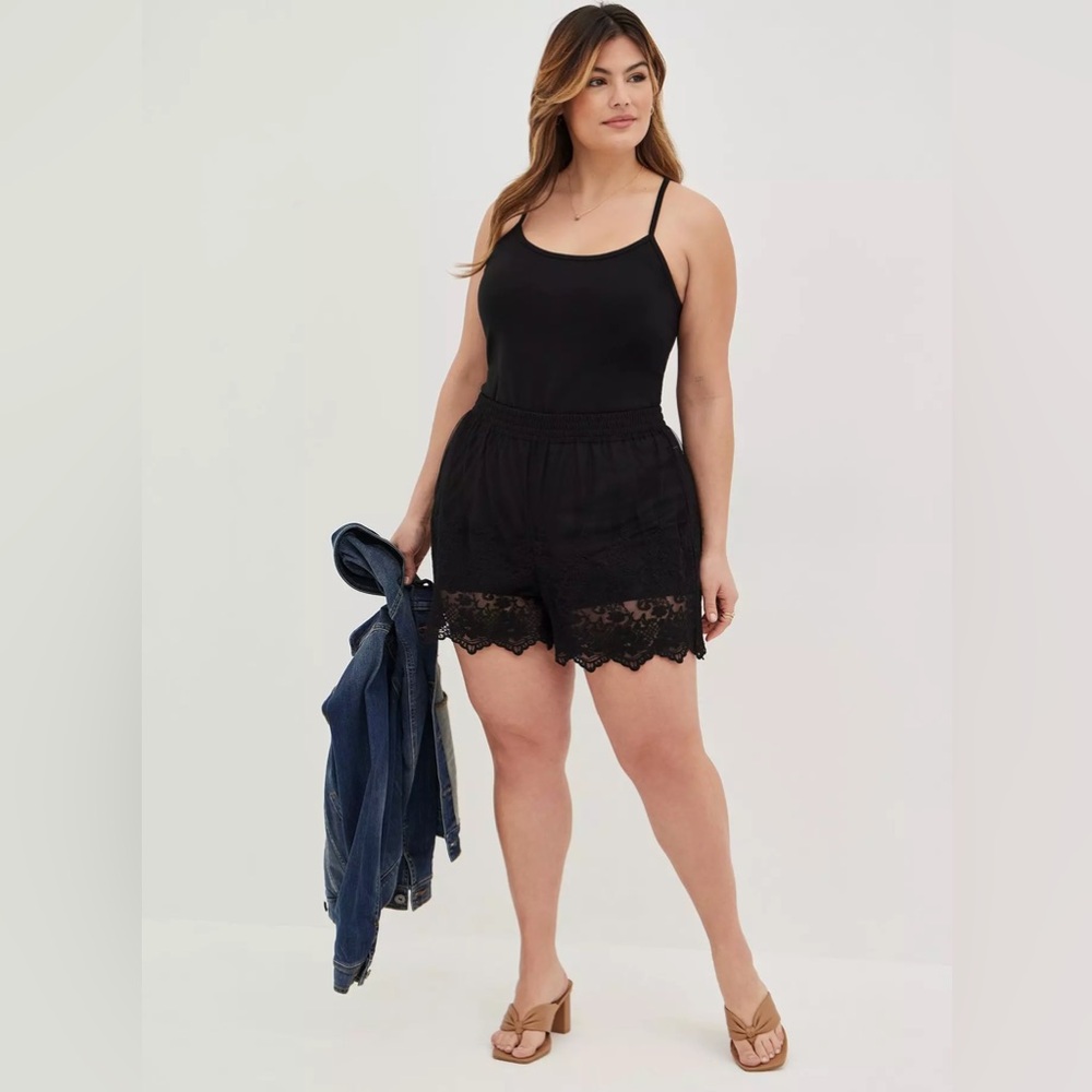 Torrid Embroidered Mesh Shorts with Scalloped Hem